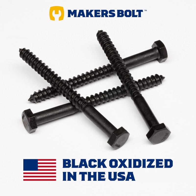 MAKERS BOLT 1/4" x 3" Stainless Steel Hex Lag Bolts (10 pcs) Black Oxidized in USA by Makers Bolt - Image 2